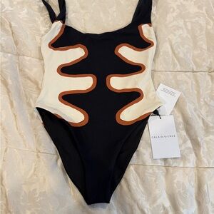 Cala de la Cruz- Women's One Piece Swimsuit - Black and Cream